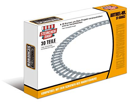 Steinchenshop 30  Kurvenschienen – Fast 2 Kreise aus Klemmbausteinen – je 14 × 6,5 cm – kompatibles Schienenset für City- & Modellbauwelten robust & passgenau