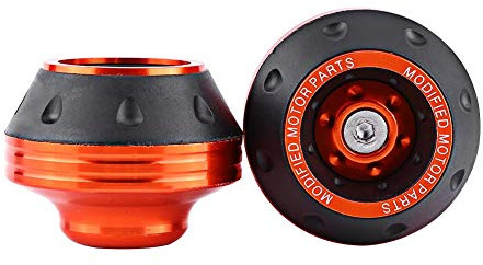 Yctze Rahmenschieber, CNC Aluminium Vorderrad Gabelrad Rahmenschieber Motorrad Absturzsicherung Roller Moped Motorrad Crash Protector Crashschutz(Orange)