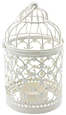 Shiwaki Vogelkäfig-Kerzenhalter Dekoration,White Metal Vogelkäfig Laterne, Vintage dekorative Mittelstücke von Hochzeit & Party, Festival Kerzenhalter, Home Tischdekoration Decoration