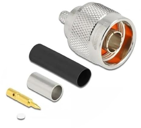 Delock N Stecker zum Crimpen LMR 200 mit passendem Schrumpfschlauch