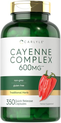 Carlyle Cayenne Pepper Capsules | 350 Pills | Non-GMO, Gluten Free Supplement