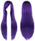 IMISSU Pelucas de Cosplay de pelo Natural liso de 80cm de largo con flequillo, peluca colorida de fiesta de disfraces de Halloween para niña (Morado oscuro)