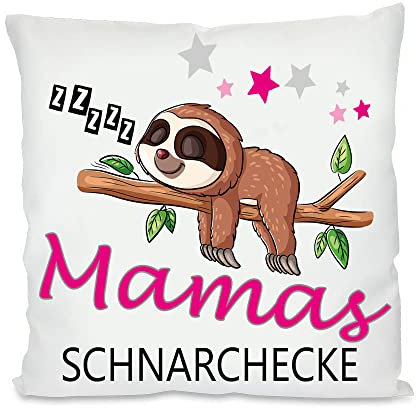 Blickfang Schnarchecke Kuschelkissen |Geschenk| Eltern Mama, Papa, Tante, Bruder, Schwester | Fotokissen | Motivkissen | bedrucktes Kissen | Baumwolle | Kissen | Motivkissen (mit Kissenfüllung, Mama)