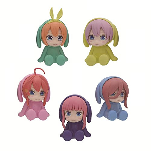 5 Stück Quintuplets Figur Modell Nakano Ichika/Nakano Nino/Nakano Miku/Nakano Yotsuba Figur Q Version süße Mädchenstatue Ornamente für Heimdekoration Kuchendekoration