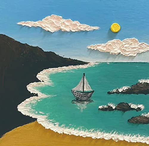 EXQUILEG Kit de peinture texturée 3D paysage avec sable de quartz, peinture à sable pour adultes, peinture acrylique avec cadre intérieur (#2,20 x 20)