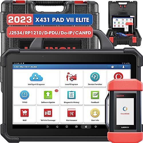 LAUNCH X431 PAD VII, 2025 J2534 Reprogramming Tool, ECU Online Coding, Topology Map Intelligent Diagnostic Scanner, 2 Years Free Update, Upgraded of X431 PAD3/ V+, 60+ Services, Bi-Directional Control