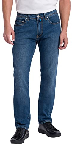 Pierre Cardin Lyon Tapered Jeans för män, Ocean Blue Stonewash 8037 6831, 36W / 32L