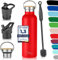Milu Bouteille en acier inoxydable 350ml, 500ml, 750ml, 1l (+3 couvercles) - Bouteille thermo avec paille, bouteille d'eau, pour boissons chaudes, froides et gazeuses (Rouge, 750ml)