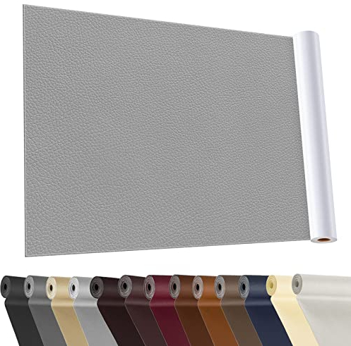 YAFLC kunstleder selbstklebend Grau, 40 x 160cm leder patch selbstklebend, kunstleder reparaturset für couch Autositz Sofa Möbel Leder Reparatur Jacken und Renovierung