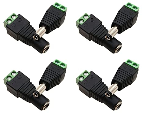 iJiGui 4 Paia Connettore DC Attacco Maschio Femmina, Professionale 5.5 X 2.1mm 12V DC Vite Terminale Spina Connettore, per CCTV Security Camera DVR e LED Strip Light