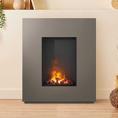 Noble Flame SANTO 950 BS [Opti-myst LED Elektrokamin]: Beigegrau - Schwarz, spiegelnd