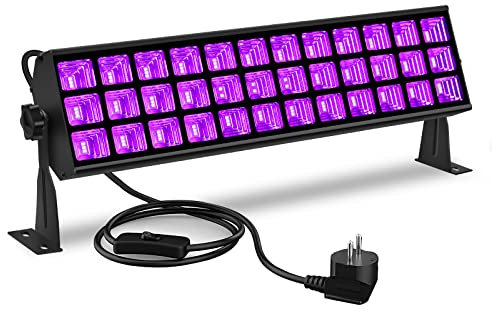 Littleboyny 100W UV Blacklight Tube, 104PCS LEDs Bar Accessories Lamp with 1.5M Power Cord Plug and Switch, Aluminium for Neon Colour, Body Party, Halloween, Black (LTB104LED01)