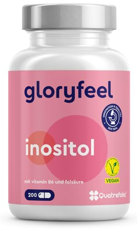 Inositol Pure en Combinaison avec l'Acide Folique + Vitamine B6 Quatrefolic®, 200 Capsules, Hautement Dosée avec 2000 mg de Inositol par Jour, Contribue à la Croissance des Tissus Maternels*