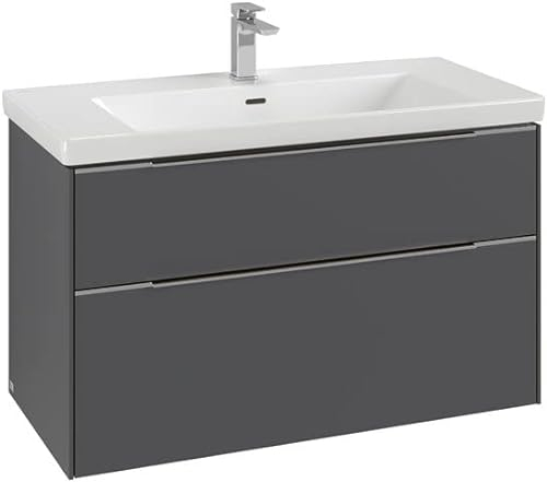 Villeroy & Boch Subway 3.0, 973x576x478 mm, Waschbeckenunterschrank, 2 Auszüge, C57002, Farbe: Front/Korpus: Stone Oak, Griff: Aluminium glänzend