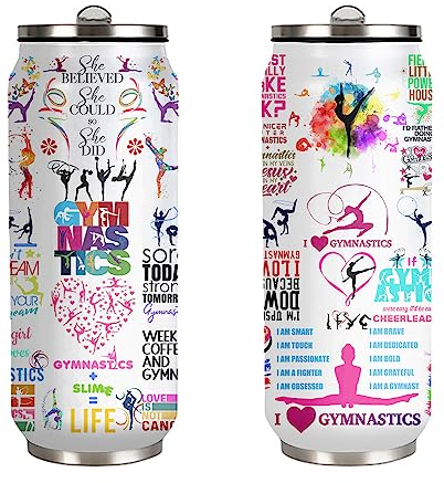 JDEIFKF Gymnastikbecher mit Deckel – Geburtstagsgeschenk für Turnliebhaber – Edelstahl-Vakuum-Kaffeetasse für Frauen und Mädchen – 500 ml