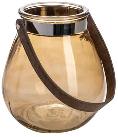 Teelichthalter aus Glas Belly 16cm. Teelichtglas Windlicht Kerzenhalter Kerzenglas Tischdeko für Zuhause (Haselnuss)