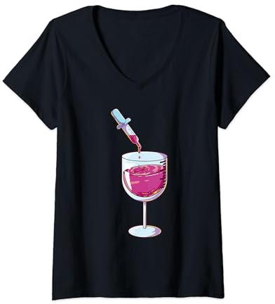 Vino para enfermera con botella de vino Camiseta Cuello V