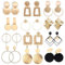 MeeQee 9/12 Paar Clip-Ohrringe Set für Damen Goldenes Geometrische Anhänger Ohrclips Hypoallergen Metall Rund Rechteck Statement Hängeohrringe Mode Nicht Durchdringende Tropfen Ohrhänger Set