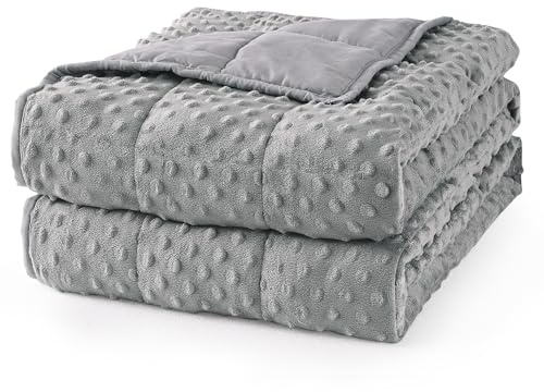 Mr. Sandman Weighted Blanket for Adults Queen Size 15 lbs, Soft Cooling Heavy Minky Blanket for Sleep, Washable Throw Blanket with Glass Beads, 60 x 80 Inches, Grey