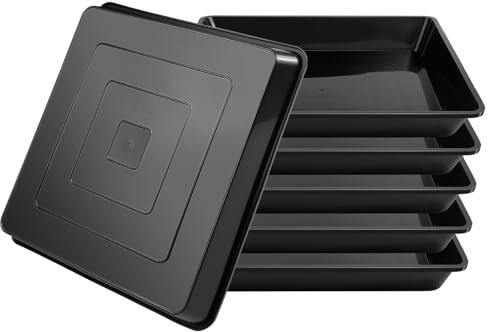 TAQIXI Paquete de 6 platillos cuadrados para plantas de 6, 8, 10, 12, 14, 16 pulgadas, plato grueso y duradero para maceta, bandeja de plástico para atrapar agua para interiores y exteriores (14