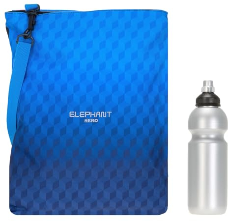 Elephant Turnbeutel Sportbeutel Hero Signature Attach Bag Tasche Jungen Mädchen Auswahl passt zu Cyber Camo, Two Tone, Flower, Cube oder Plaid + Trinkflasche (Dark Blue Cube 12865)
