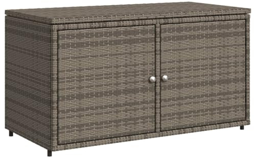 vidaXL Armoire de Rangement de Jardin, Organisateur de Terrasse avec Porte, Meuble d'Extérieur Patio Arrière-Cour, Gris Résine Tressée