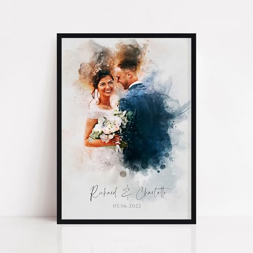 Personalised Wedding Portrait, Painting from Photo, Custom Watercolour Print, Couple Anniversary, Handmade Illustration, Gift for Her Him