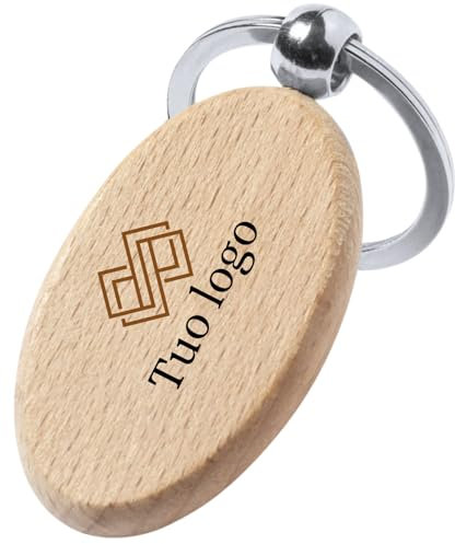 Hole Gadget | Gadget Personalizzati Portachiavi in Legno Promozionali Aziendali e Pubblicitari Stampati con Logo per Eventi, Matrimonio, Compleanno, Fiere, Omaggio a Clienti, Natale | 6204 (100)