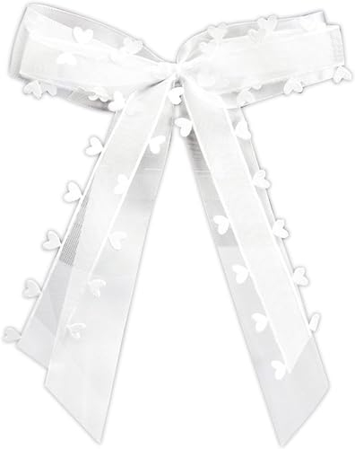 30 Stück Autoschleifen Hochzeit,Autoschleifen Antennenschleifen,Weiß mit Herzen Schleifen für Hochzeitsdeko Autoschmuck Antennenschleifen Handgemacht Satinband