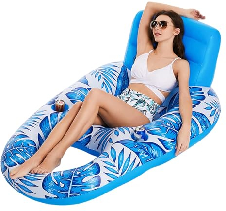 Matelas gonflable - Chaise de natation avec porte-gobelets - Hamac gonflable à eau - Matelas de plage pour adultes et enfants - Matelas à eau d'été en plein air