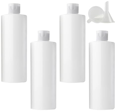 PQPAUTY 4 pièces 500ml Blanc Vide Plastique Bouteille avec Transparent Bouchon à Bascule de Lotion pour lotions crèmes gels shampooing