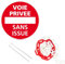 Signalétique.biz France - panneau rond en aluminium 300mm - Voie privée sans issue, avec chaîne plastique rouge et blanche 5m + colliers de serrage.