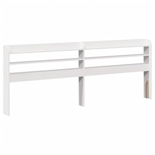 vidaXL Tête de lit avec étagères Blanc 200 cm Bois Massif de pin, tête de lit en Bois, tête de lit avec Rangement, tête de lit sur Pied