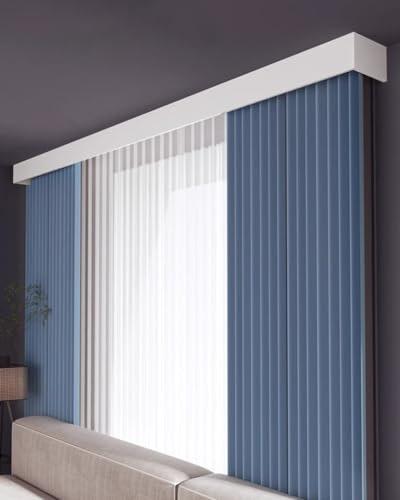 Blazea Gardinenstange Doppelte Vorhangschienen zur Wandmontage, Vorhangstange für Fenster, Vorhangkasten Mit Beschlägen, Vorhangschienen und Volant aus Aluminiumlegierung(4.6m (15ft))
