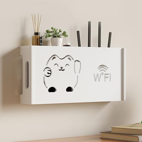 L,Yiustldd Router-Aufbewahrungsbox, Holz-Routerregal Mit Schranktür, Wandmontierte Kabelführungsbox Für Zuhause Und Wohnung