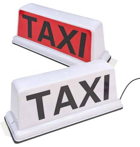 AVT - Señal magnética LED de 34 cm para techo de taxi, luz blanca, para taxímetro, luz superior, luz de cabina del Reino Unido, luz roja iluminada trasera