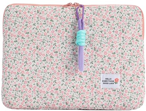 jingyuKJ Quilted Laptop Sleeve Flower Laptop Sleeve Cute Laptop Case Puffy Computer Bag Laptop Carrying Case with 11/13/15 Notebook