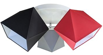 FKL DESIGN Home Deco Deckenleuchte Deckenlampe Kinderleuchte Kinderlampe Leuchte Lampe mehrfarbig Stern Metall 230V (N149-G3 Glatt, Rot-Grau-Schwarz)