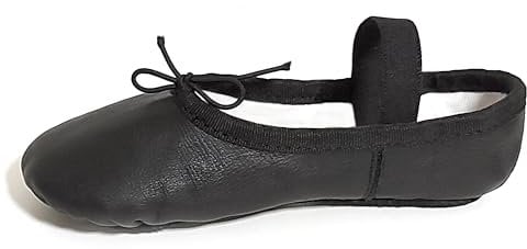 Ballet Shoes Leather Ballet Flats Ballerina Shoes Black Ballet Gymnatic Yoga Dance Shoes (12 UK Kids)