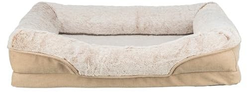 TRIXIE orthopädisches Hundebett Vital Lino 70 × 55 cm in beige - hochwertiges Hundekissen mit Memory Schaum - Hundekorb für ältere Hunde - gelenkschonend und entlastend – 374055