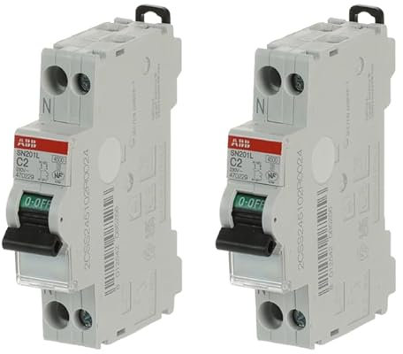 ABB Lot de 2 disjoncteurs Ph+N raccordement Vis 2A-4,5Ka - Courbe C