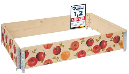 Garronda Cadre Potager en Bois imprimé 120x80x20 cm – Bac de Jardin pour Plantes, Fleurs, Fruits et légumes, Caisse de Rangement en Bois avec Motif décoratif GD-0075 (Tomate, 1 pcs)
