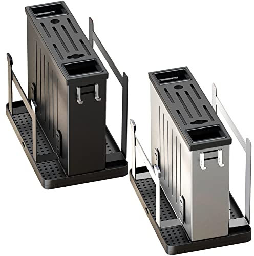 Stainless Steel Wall Mounted Cutting Board Hanger Knife Rack Chopping Board Storage Holder Pot Lids nizer Stand for Kitchen Cabinet Black (2pcs)