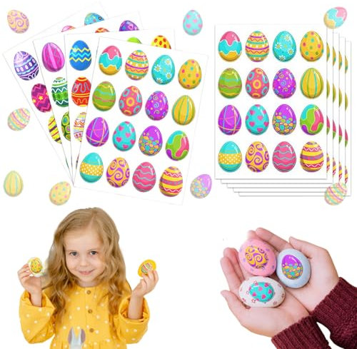 Eieraufkleber, 8 Blätter/96pcs Ostereier Aufkleber für Kinder verschiedene und farbenfrohe Eieraufkleber DIY-freundlich