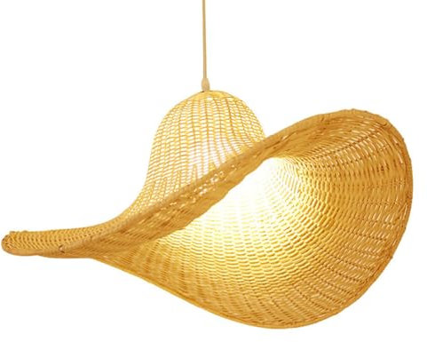 JXYDJH Chapeau De Paille Unique Art Décoration Osier Suspension Lampe Suspendue en Osier De Style Boho pour Le Salon Décor Moderne Intérieur Rustique Grande Lampe Suspendue E27 Café Entrée Chambre