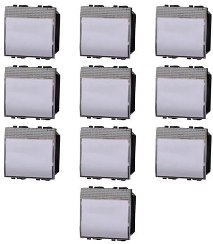 10 botones portanome, 2 módulos, módulo gris, compatible con BTicino Living, frutas, interruptores, botones, desviadores, reguladores, sensores, PIR, buzzer, para placas originales y compatibles