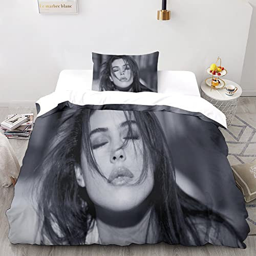 YINGA Monica Bellucci - Set di biancheria da letto con motivo attrice decorativa, stampa digitale D % microfibra, morbida e soffice, con copripiumino singolo e federa, 220 x 240 cm