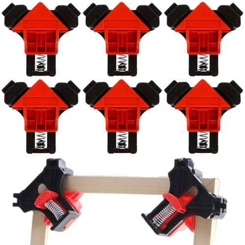 Presses D'angles,6pcs Serre Joint,Serre Joint d'angle,Pinces à Angle Droit Presses d'angles,Serre Joint Menuisier,Réglable pour Bois, Métal,Travail Manuel