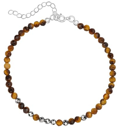 Unique Gems Bracelet de cheville en filigrane Pierres précieuses libre choix chaîne de Perles faccetté Ø 4mm 22cm + 4cm
