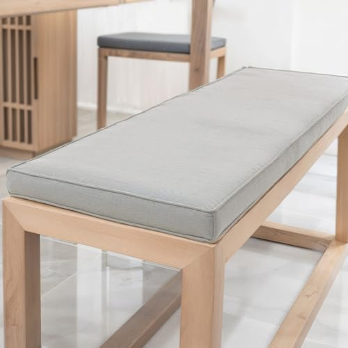 YFHT Bankauflage 170x40x5cm waschbares Bankkissen aus Leinen mit Rutschfester Unterseite und Paspel, Sitzkissen für Gartenbank, Terrasse, Innen Fensterbank, Flurbank, Rattanstühle usw
